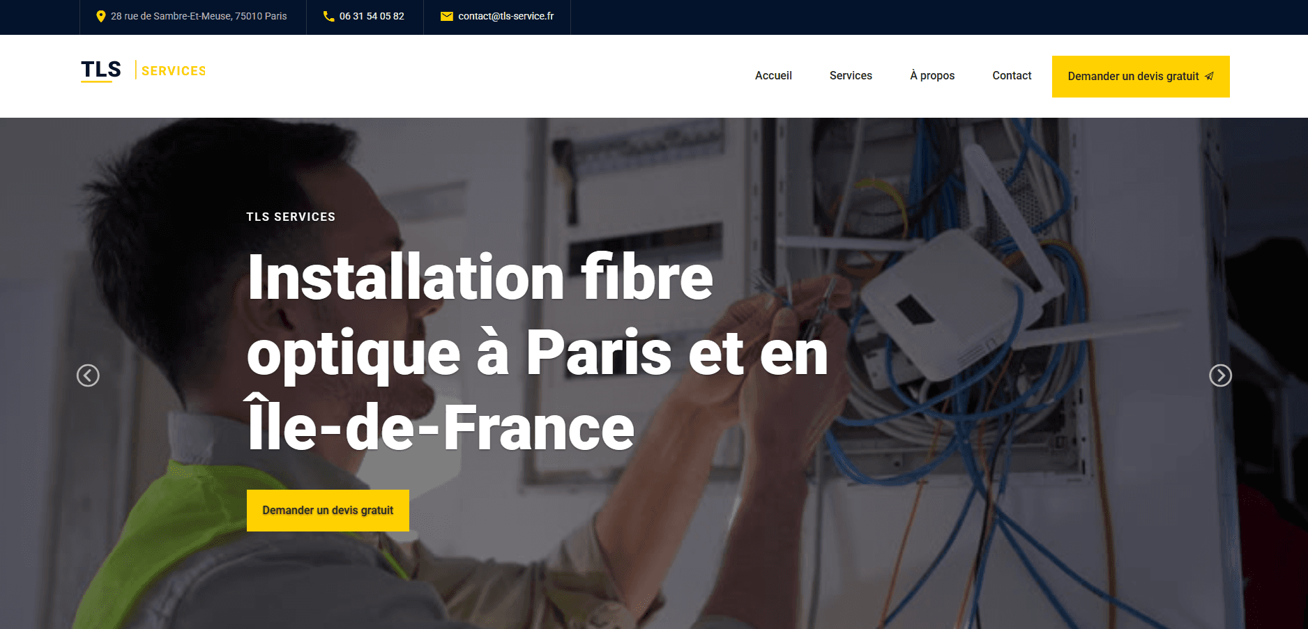 TLS Services - site web installation fibre optique Paris Île-de-France