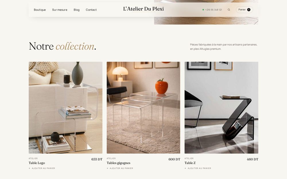 Site L'Atelier du Plexi : section suivante