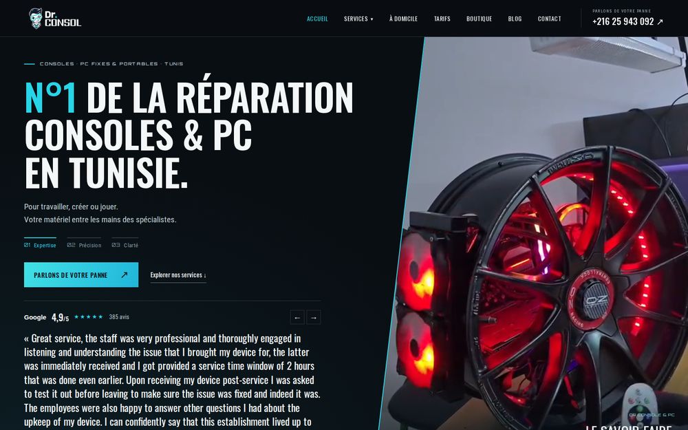 Site Dr Console & PC : page d'accueil